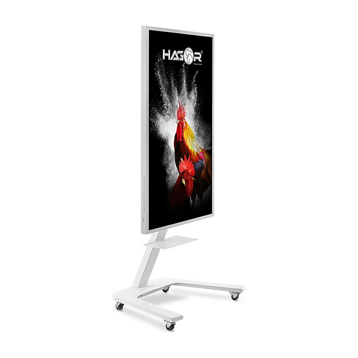 HAGOR ST SA Flip II Soporte Mural para Pizarra Digital Samsung FLIP, Inclinación -5 a 0°, Rotación 90°, Blanco, 45 kg, Hasta 65" (400 x 400 mm)