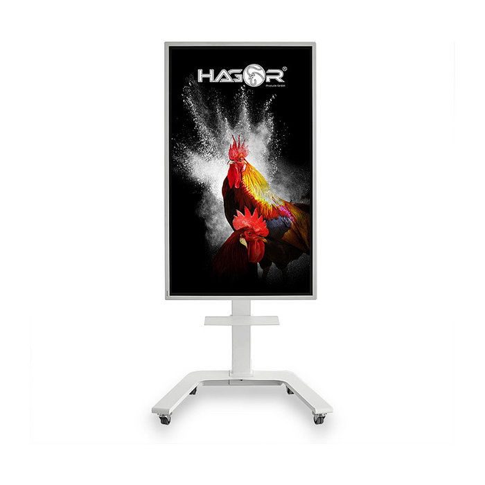 HAGOR ST SA Flip II Soporte Mural para Pizarra Digital Samsung FLIP, Inclinación -5 a 0°, Rotación 90°, Blanco, 45 kg, Hasta 65" (400 x 400 mm)