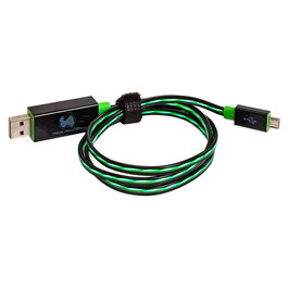 Realpower Cable USB 2.0 Micro USB B Macho a USB A Macho 0.75 m con Luz LED Verde, Color Negro y Verde - Referencia 84733080