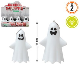 Figura Fantasma con Luz LED 11x7 cm (2 Unidades) para Decoración de Halloween