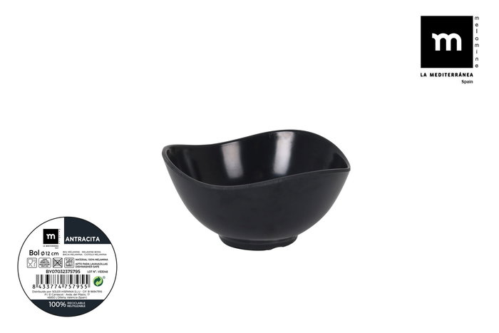 La Mediterranea Bol Melamina Antracita 12 cm 270 ml (24 Unidades) La Mediterranea Bol Melamina Antracita 12 cm 270 ml (24 Unidades)