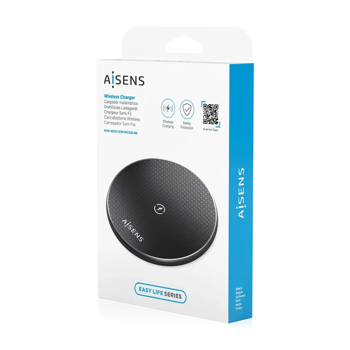 Aisens Cargador Inalámbrico USB-C 15W Negro ASCH-15W1WC058-BK
