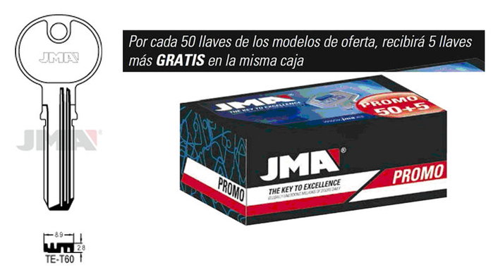 JMA LLAVES PROM. 50 LLAVES+5 GRATIS SEGURIDAD LATON MOD:TE-T60 (Caja de 50) JMA LLAVES PROM. 50 LLAVES+5 GRATIS SEGURIDAD LATON MOD:TE-T60 (Caja de 50)