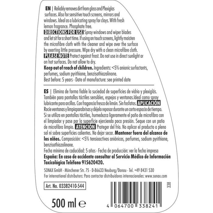 Limpiacristales con Pulverizador Sonax SX03382410 500 ml Limpiacristales con Pulverizador Sonax SX03382410 500 ml