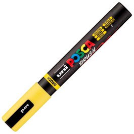 POSCA Marcador Brush PC-5BR Punta M Semiflexible Amarillo 1-4 mm Base Agua para Todas las Superficies