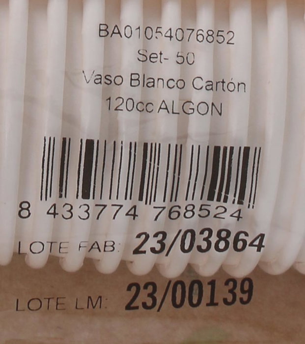Algon Set 50 Vasos Blancos de Cartón 120 cc (6 x 6.5 x 6 cm) (20 Unidades)