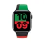 Apple MUQ73ZM/A Correa Black Unity Sport Band para Apple Watch Series 44mm - Fluoroelastómero Negro Verde Rojo, Talla S/M (140-190mm)