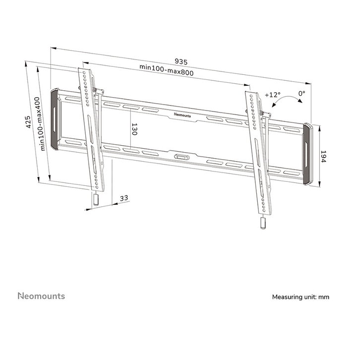 Newstar Neomounts WL35-550BL18 Soporte de pared inclinable para TV 43-86 pulgadas