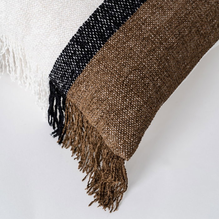 Cojín Blanco-Marrón Algodón/Terciopelo 30 X 50 cm (Set de 2)