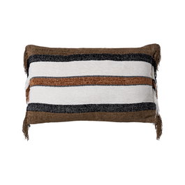 Cojín Blanco-Marrón Algodón/Terciopelo 30 X 50 cm (Set de 2)