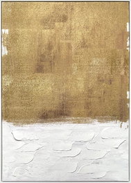 DKD Home Decor Cuadro Lienzo Pintado a Mano Dorado y Blanco 103x4,5x143 cm