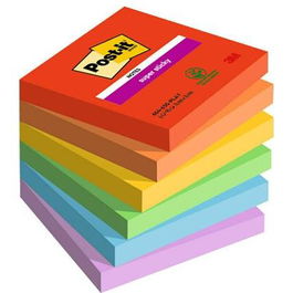 Post-It Notas Adhesivas Super Sticky 3 Colores Lugares Playful 76x76 mm, 6 Blocs