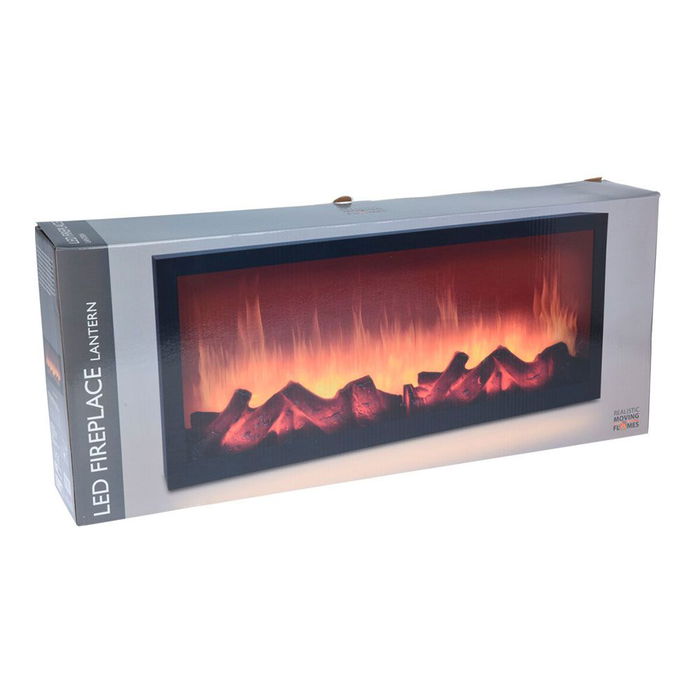 Basics Chimenea LED Decorativa 57 x 10 x 25 cm, Carcasa Negra, Interior IP20