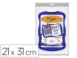 Bic Pizarra blanca Velleda Cliip doble cara cuadriculada y lisa con 8 rotuladores, 21x31 cm