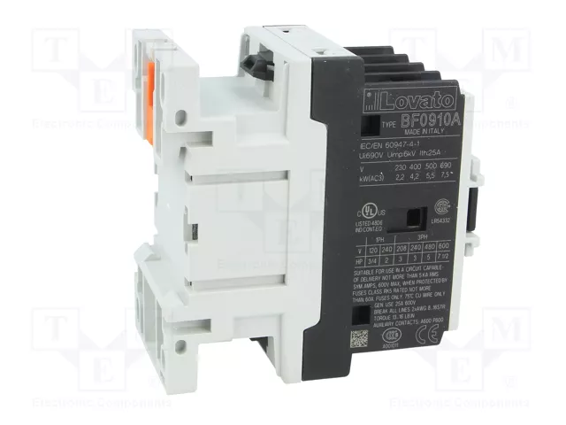 LOVATO ELECTRIC Contactor BF 3-polar 9A 230VAC