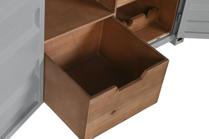 DKD Home Decor Botellero Vintage Gris Metal y MDF 41 x 64 x 77 cm
