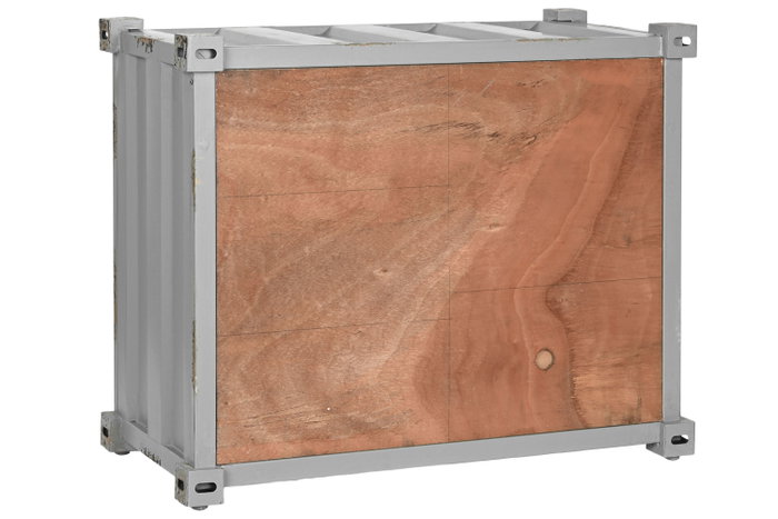 DKD Home Decor Botellero Vintage Gris Metal y MDF 41 x 64 x 77 cm
