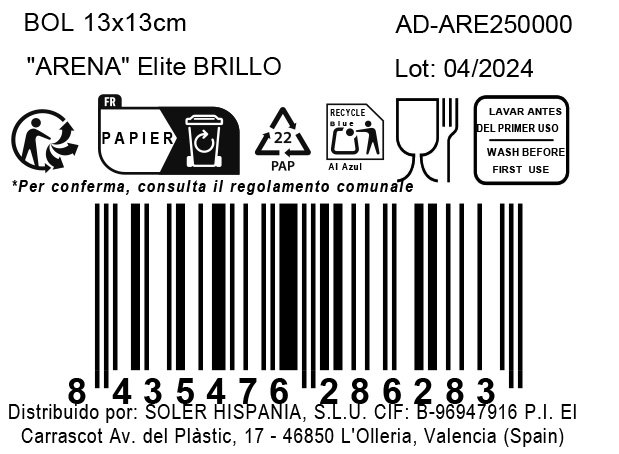 Inde -84- Y Bol 13x13 cm Arena Elite Brillo, azulejo decorativo cerámico 13x13x5 cm, 295 g por pieza (28 Unidades)
