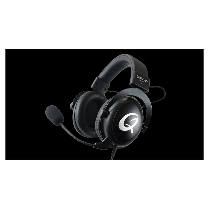 QPAD Auriculares Gaming QH-91 Pro, Diadema Circumaural, 2 Conectores de 3.5mm, Micrófono Extraíble, Negro