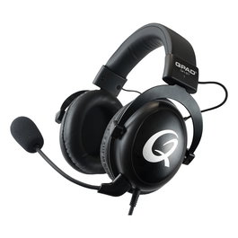 QPAD Auriculares Gaming QH-91 Pro, Diadema Circumaural, 2 Conectores de 3.5mm, Micrófono Extraíble, Negro
