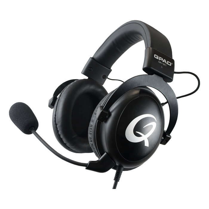 QPAD Auriculares Gaming QH-91 Pro, Diadema Circumaural, 2 Conectores de 3.5mm, Micrófono Extraíble, Negro