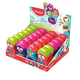 Maped 049131 Afilalapiz-Borrador Loopy Totem Expositor 24 Unidades Colores Surtidos