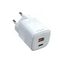 Celly TC2USBUSBC20EVO Cargador de Pared GaN 20W, 1 Puerto USB-C y 1 USB-A, Carga Rápida Universal, Blanco, 110-240V