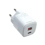 Celly TC2USBUSBC20EVO Cargador de Pared GaN 20W, 1 Puerto USB-C y 1 USB-A, Carga Rápida Universal, Blanco, 110-240V