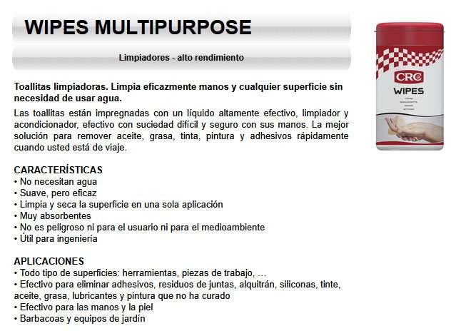 CRC Toallitas Limpiadoras Desengrasantes para Manos y Superficies, 50 unidades (Reacondicionado)