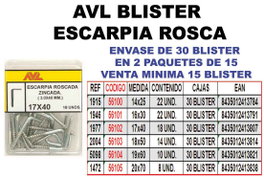 AVL Blister Escarpia Rosca 17x40 Zincada 1977
