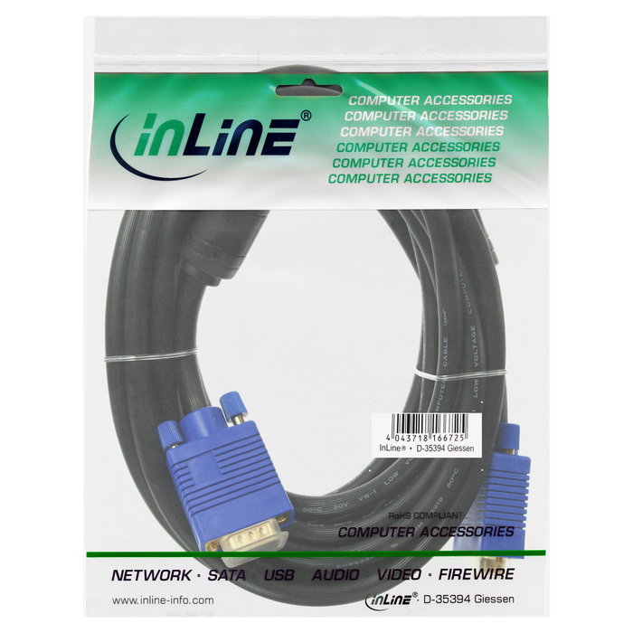 InLine Cable VGA Premium 17718S de 5 m con conectores chapados en oro InLine Cable VGA Premium 17718S de 5 m con conectores chapados en oro