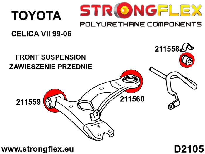 StrongFlex STF211560A Silentblock de Suspensión Delantero y Trasero Sport