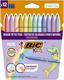 BIC Estuche 12 Rotuladores Kid Couleur Pastel Punta Media