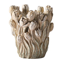 DKD Home Decor Jarrón Shabby Gris Cemento 21 x 23 x 21 cm