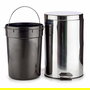 Berilo Papelera 12L Acero Inoxidable Con Pedal, Cubo Extraible, Plata - 31.5 x 38.5 x 25 cm (Set de 4)