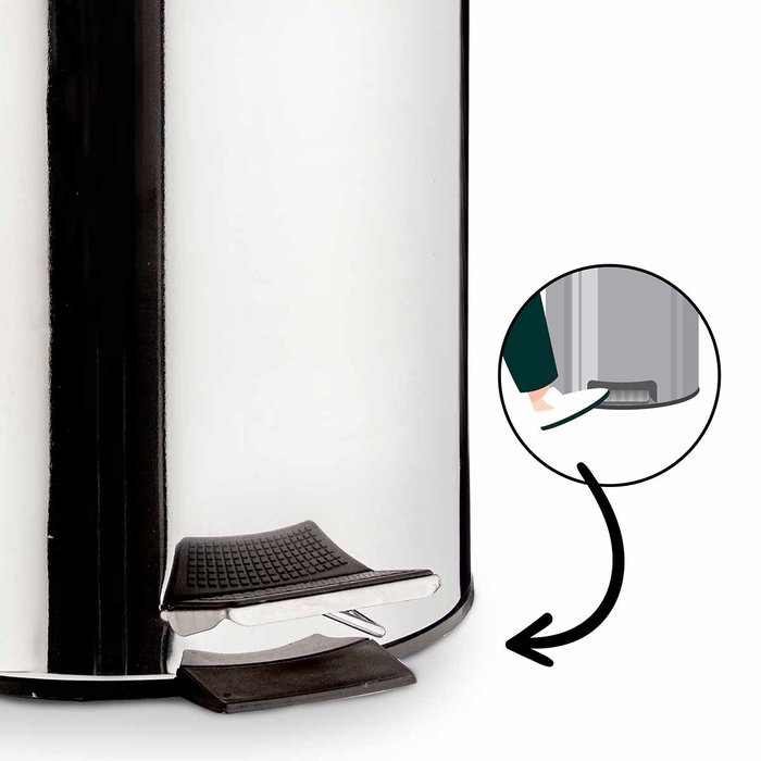 Berilo Papelera 12L Acero Inoxidable Con Pedal, Cubo Extraible, Plata - 31.5 x 38.5 x 25 cm (Set de 4)