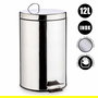 Berilo Papelera 12L Acero Inoxidable Con Pedal, Cubo Extraible, Plata - 31.5 x 38.5 x 25 cm (Set de 4)