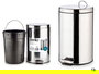 Berilo Papelera 12L Acero Inoxidable Con Pedal, Cubo Extraible, Plata - 31.5 x 38.5 x 25 cm (Set de 4)