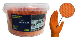 SIFER Guante de Nitrilo Extrarresistente Naranja/Dune T-L