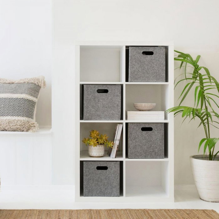 Aberto Design HMY-6356 Set Organizador de Escritorio de Fieltro Gris 4 Piezas para Oficina y Hogar
