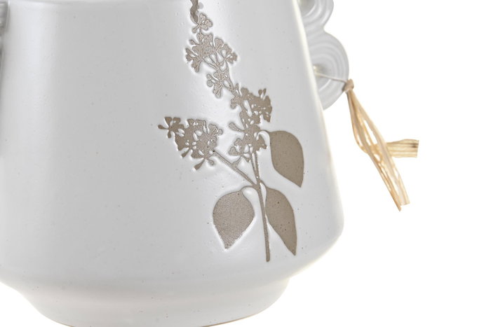 DKD Home Decor Jarrón de Gres Blanco 18x15x13 cm DKD Home Decor Jarrón de Gres Blanco 18x15x13 cm