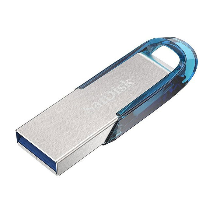 SanDisk Ultra Flair 128 GB USB 3.2 Gen 1 Azul, Plata