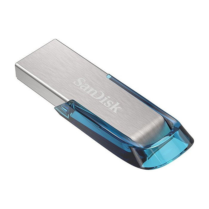 SanDisk Ultra Flair 128 GB USB 3.2 Gen 1 Azul, Plata