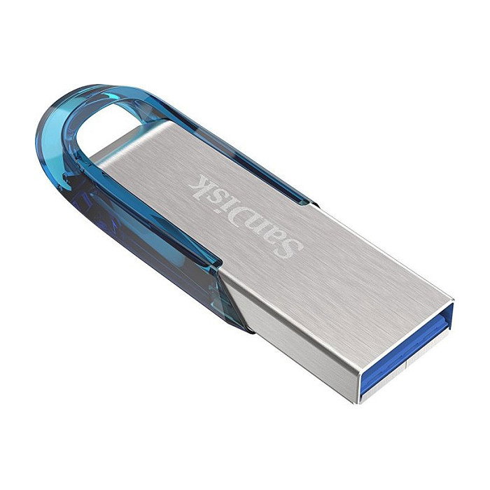 SanDisk Ultra Flair 128 GB USB 3.2 Gen 1 Azul, Plata