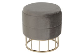 DKD Home Decor Reposapiés de Terciopelo Gris Oscuro y Dorado