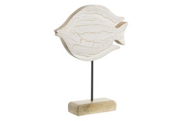 DKD Home Decor Escultura de Pez en Mango y Metal con Acabado Craquelado