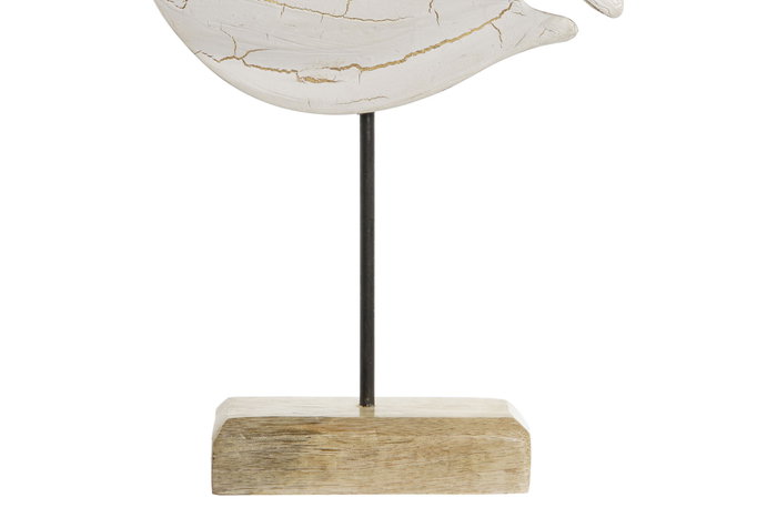 DKD Home Decor Escultura de Pez en Mango y Metal con Acabado Craquelado
