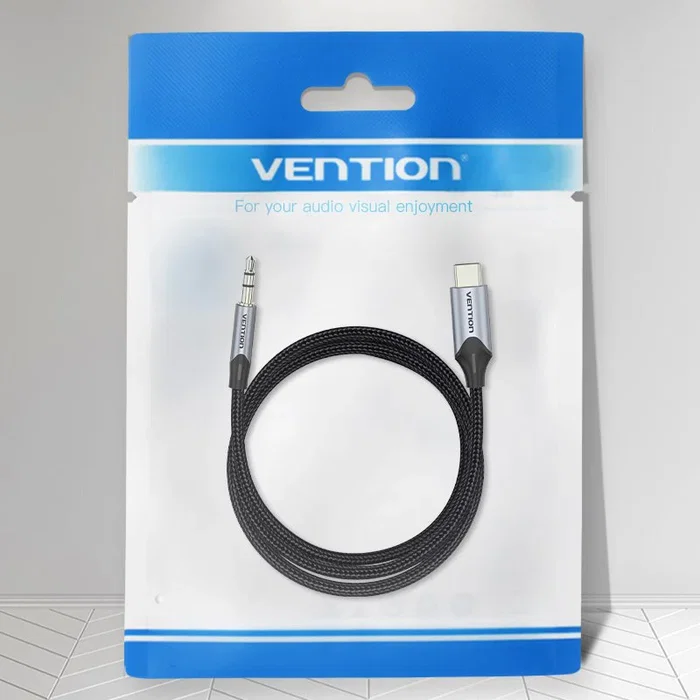 Vention BGKHF Cable Conversor de Audio USB Tipo-C a Jack 3,5 mm, 1 m, Gris
