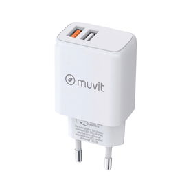 muvit for change cargador de pared 2 USB 3A/18W blanco