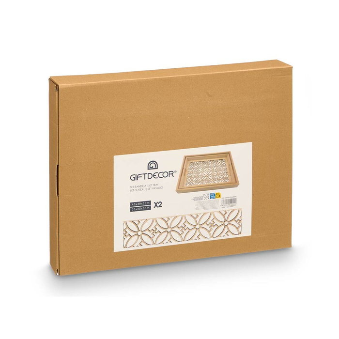 GIFTDECOR Set de 2 Bandejas Rectangulares Flor